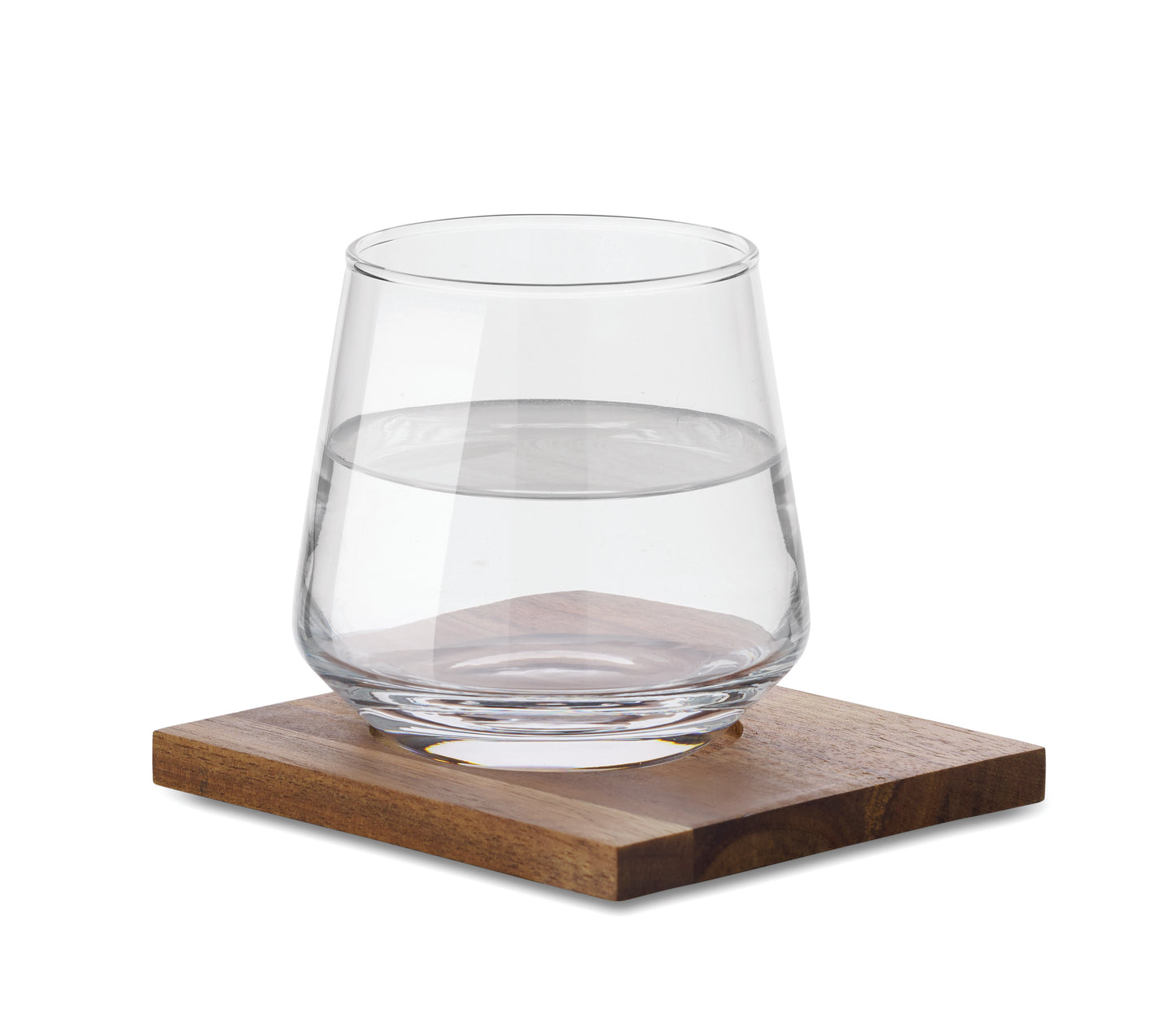 Trinkglas mit Untersetzer aus Akazienholz. Ideal für Whisky oder andere Spirituosen. Füllmenge: