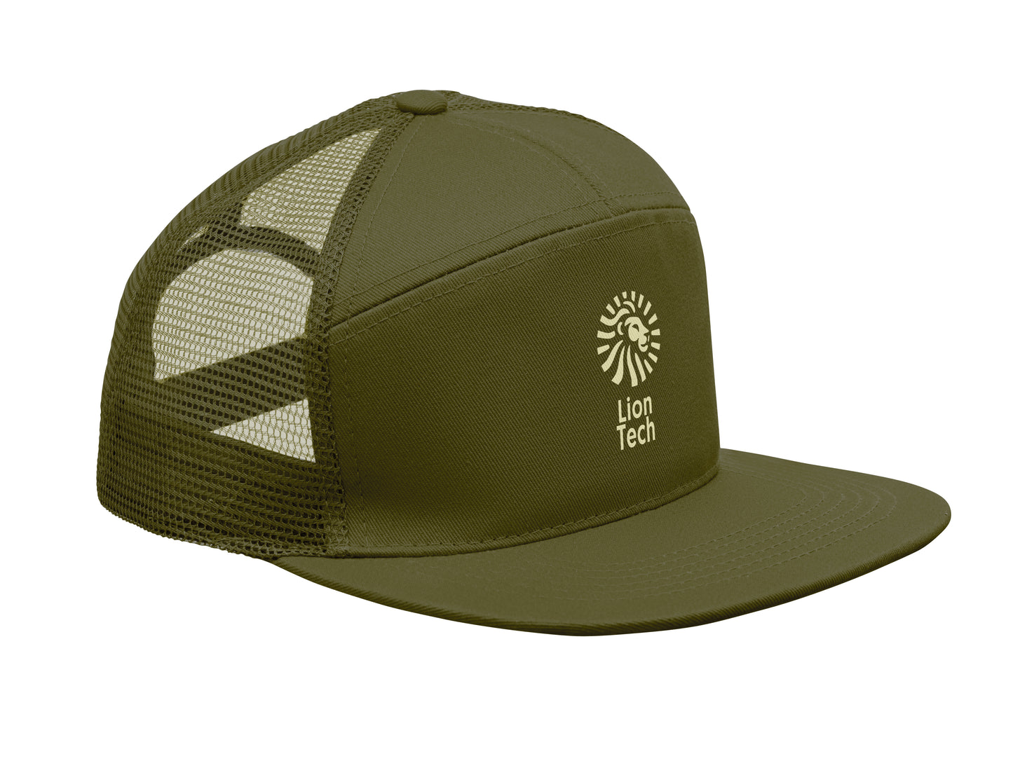 Kappe mit flachem Schirm. 7 Panels. Baumwoll-Twill 235 g/m² mit Polyester-Mesh-Rückseite und