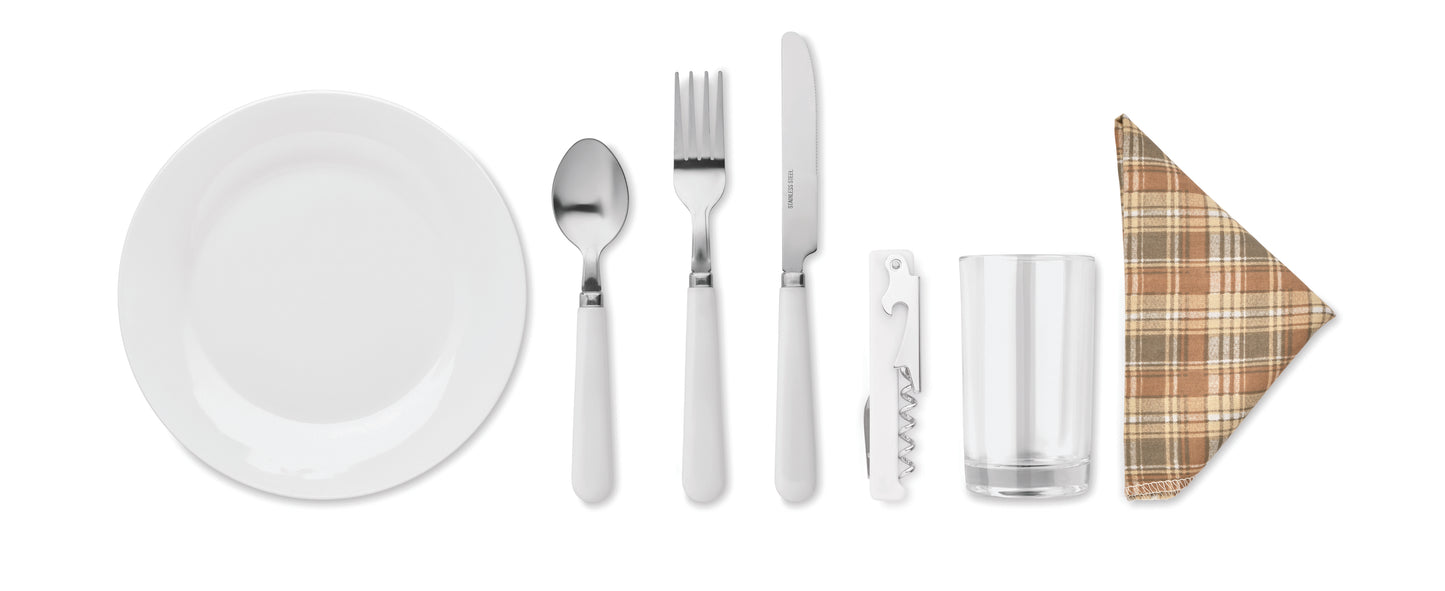 Picknickkorbset für 4 Personen aus Weidengeflecht mit je 4 Messern Gabeln Löffeln