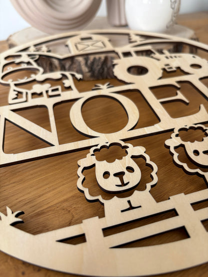 Bauernhof Türschild mit Wunschname aus Holz