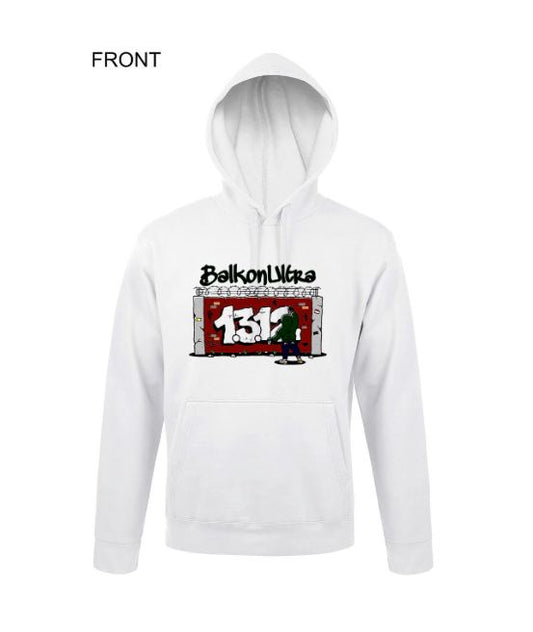 Balkonultra Hoodie – Weiß Wand