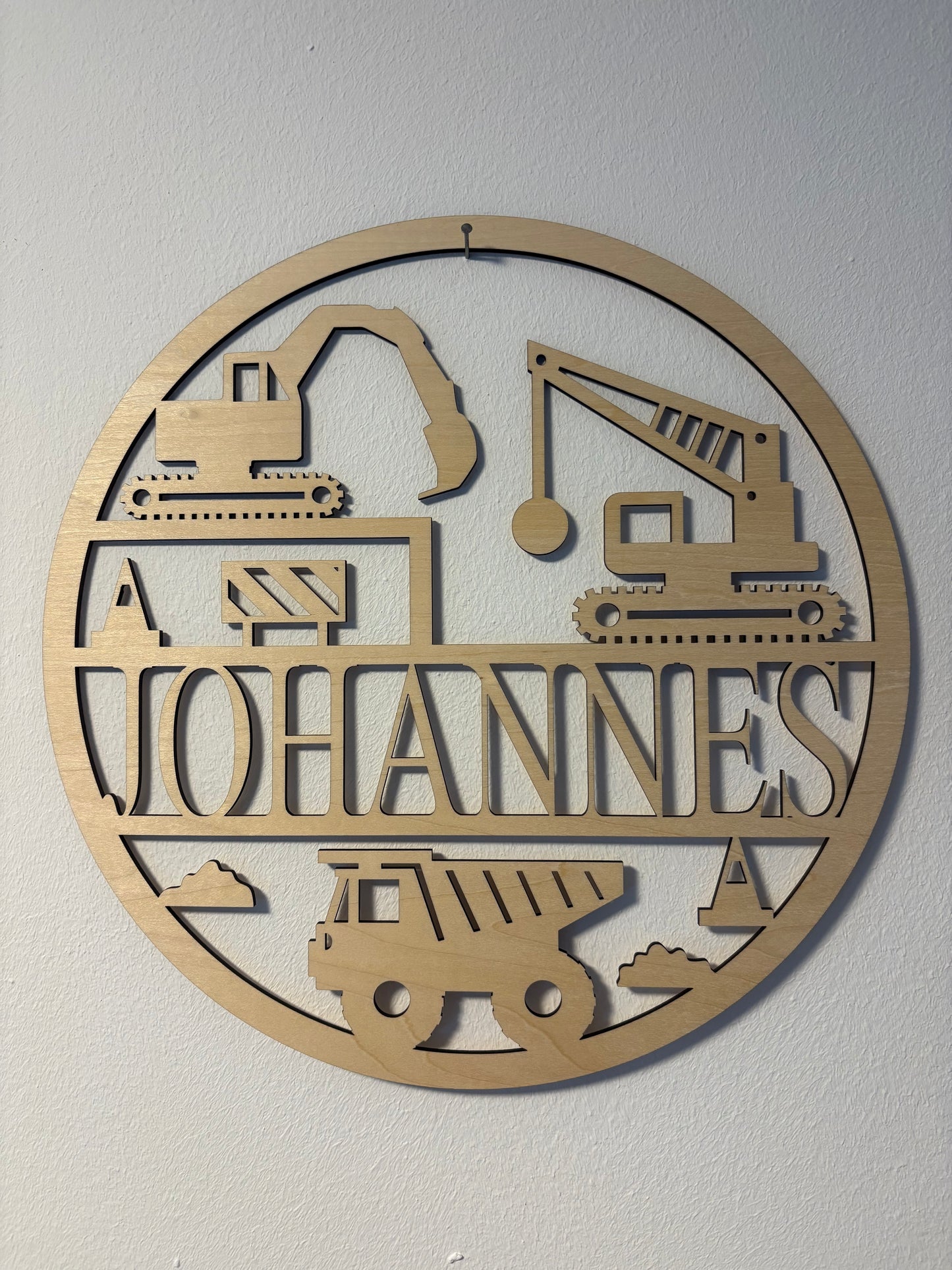 Bauarbeiter Türschild mit Wunschname aus Holz