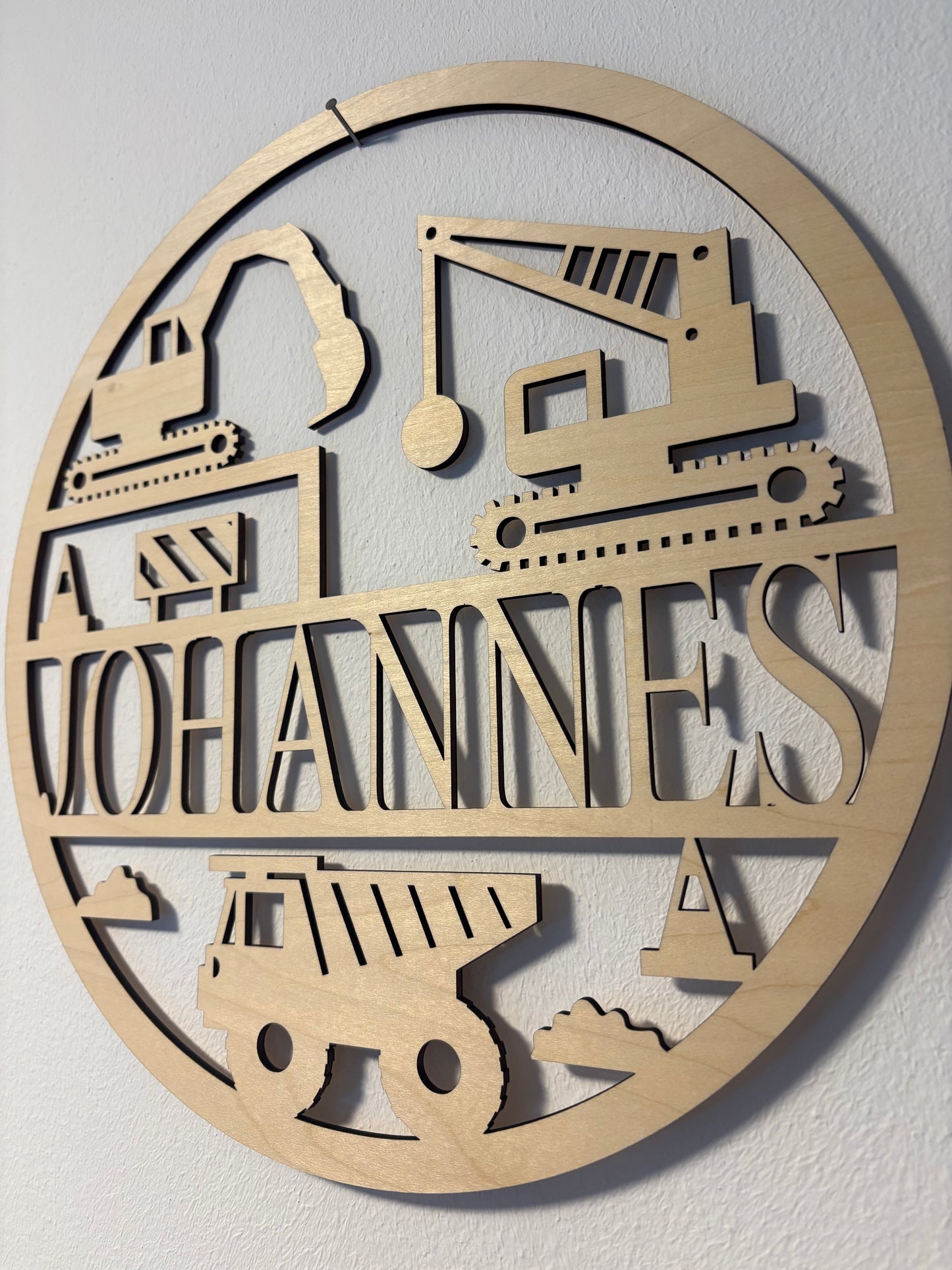 Bauarbeiter Türschild mit Wunschname aus Holz