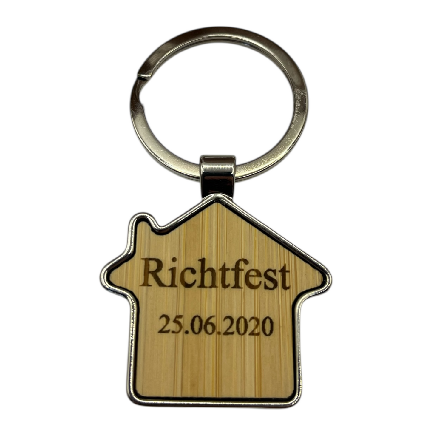 Einzigartiger Personalisierter Bambus Haus Schlüsselanhänger