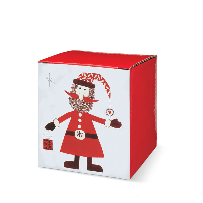 Keramikbecher 250ml mit Löffel und Weihnachtsmann-Motiv verpackt in passender Geschenkbox.