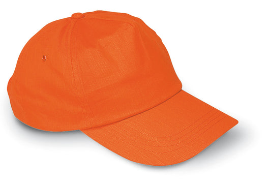 Baseball Kappe. 5 Panele. Verstellbarer Kunststoffverschluss. Farblich abgestimmte Belüftungslöcher mit Metallösen. Baumwoll-Twill