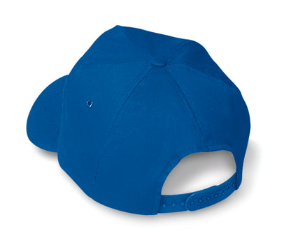 Baseball Kappe. 5 Panele. Verstellbarer Kunststoffverschluss. Farblich abgestimmte Belüftungslöcher mit Metallösen. Baumwoll-Twill