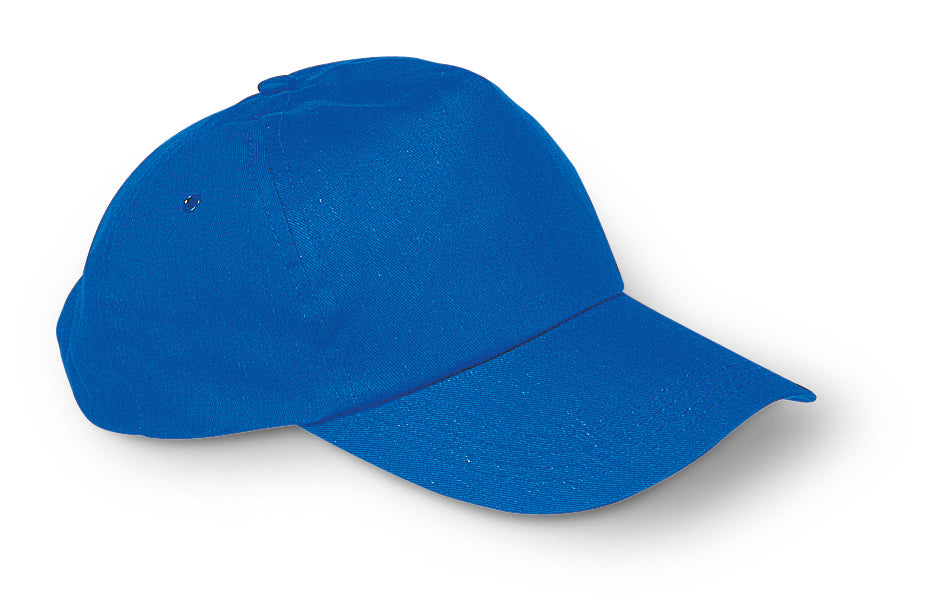 Baseball Kappe. 5 Panele. Verstellbarer Kunststoffverschluss. Farblich abgestimmte Belüftungslöcher mit Metallösen. Baumwoll-Twill