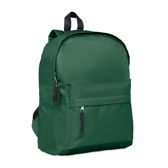 Rucksack mit Fronttasche und Reißverschluss. 600D Polyester