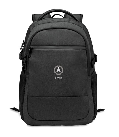 15'' Laptop-Rucksack aus 600D RPET Polyester. 3 Außenfächer mit Reißverschluss vollständig gepolstert