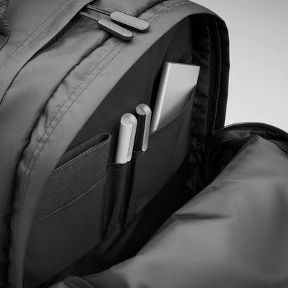 15'' Laptop-Rucksack aus 300D RPET-Polyester. Mit 2 großen Reißverschlussfächern Taschen mit 2fach