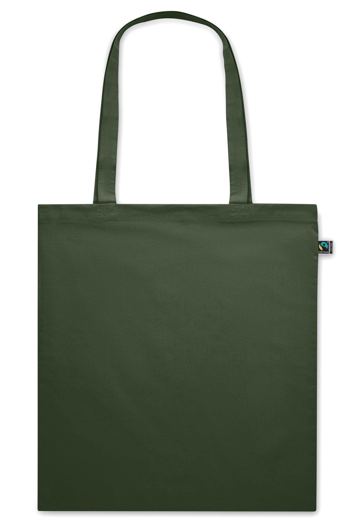 Einkaufstasche aus eingefärbter Fairtrade-Baumwolle. Lange Tragegriffe. 140g/m².