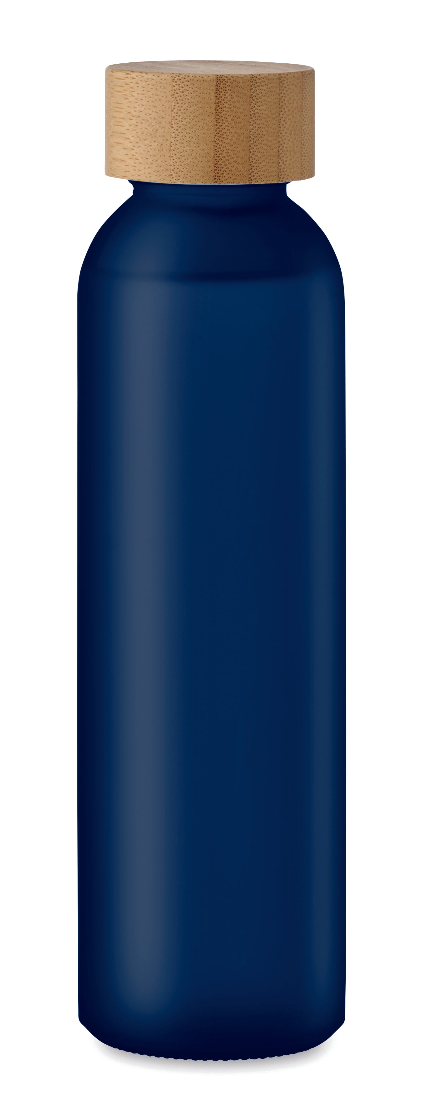 Glasflasche mit gefrosteter Oberfläche und Deckel aus Bambus. Auslaufsicher. Füllmenge: 500 ml.