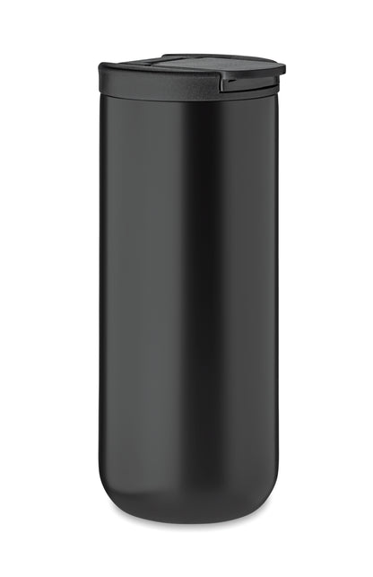 Doppelwandiger Isolierbecher aus Edelstahl. Füllmenge: 330 ml. Auslaufsicher.