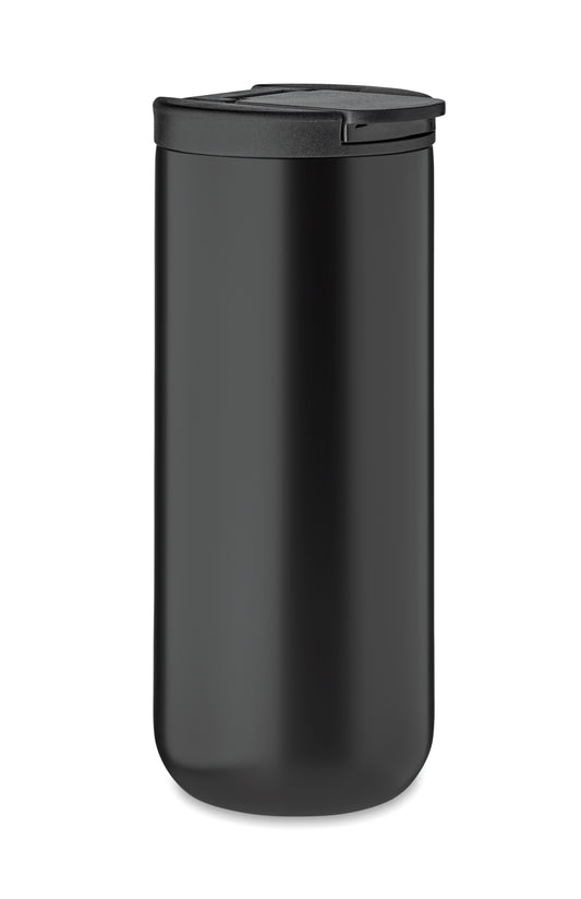 Doppelwandiger Isolierbecher aus Edelstahl. Füllmenge: 330 ml. Auslaufsicher.