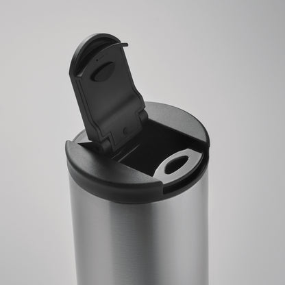 Doppelwandiger Isolierbecher aus Edelstahl. Füllmenge: 330 ml. Auslaufsicher.