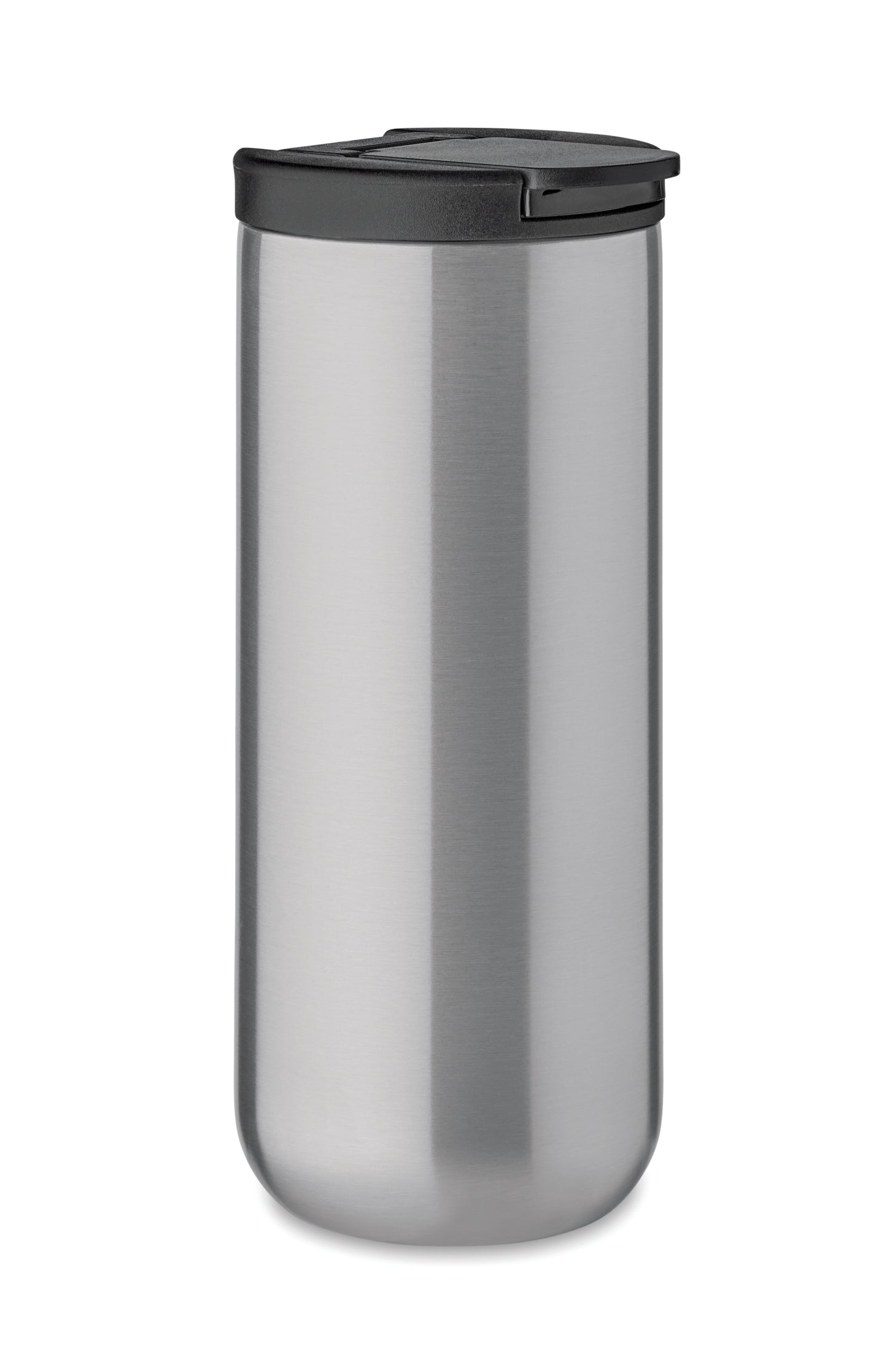 Doppelwandiger Isolierbecher aus Edelstahl. Füllmenge: 330 ml. Auslaufsicher.