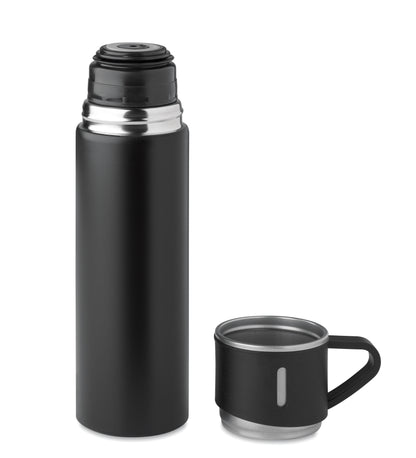 Set bestehend aus doppelwandiger Isolierflasche sowie 1 passenden Becher. Der Becher kann