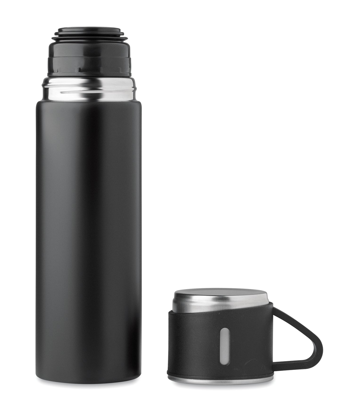 Set bestehend aus doppelwandiger Isolierflasche sowie 1 passenden Becher. Der Becher kann