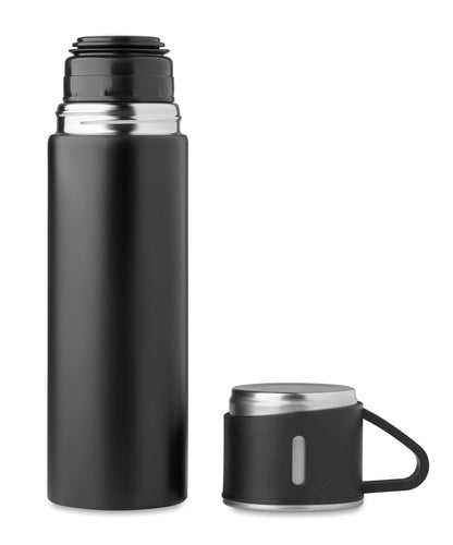Set bestehend aus doppelwandiger Isolierflasche sowie 1 passenden Becher. Der Becher kann