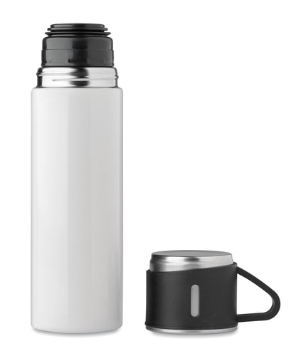 Set bestehend aus doppelwandiger Isolierflasche sowie 1 passenden Becher. Der Becher kann