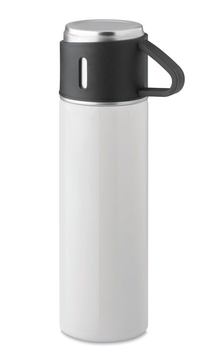 Set bestehend aus doppelwandiger Isolierflasche sowie 1 passenden Becher. Der Becher kann