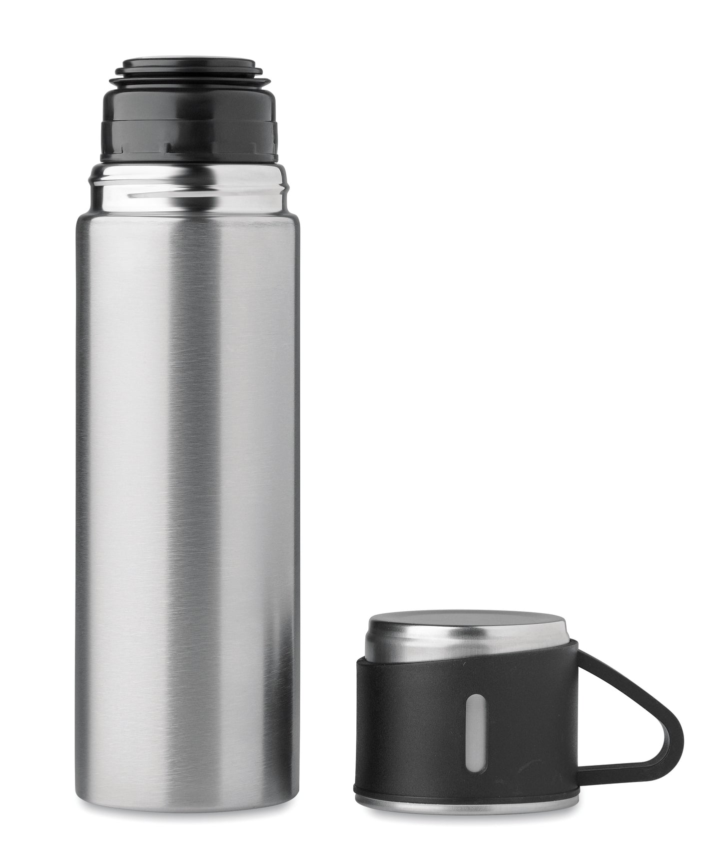 Set bestehend aus doppelwandiger Isolierflasche sowie 1 passenden Becher. Der Becher kann