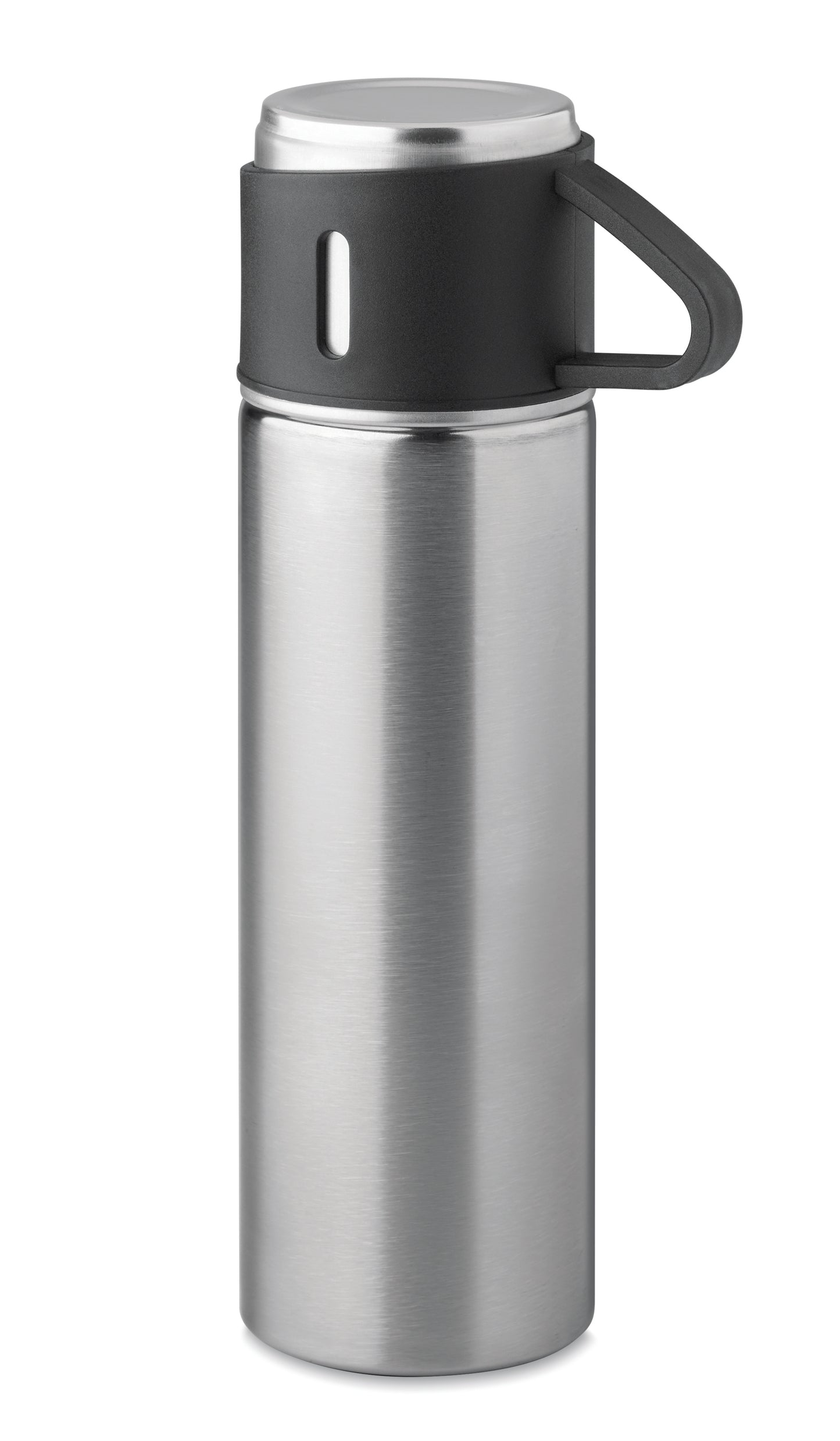 Set bestehend aus doppelwandiger Isolierflasche sowie 1 passenden Becher. Der Becher kann