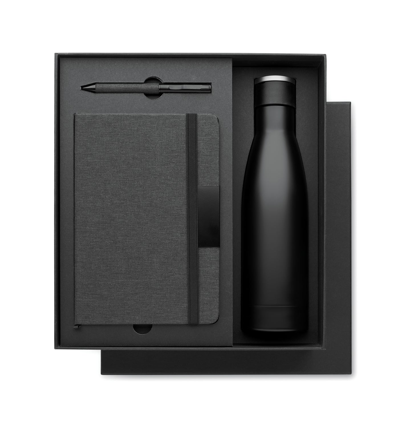 Elegantes 3teiliges Geschenk-Set: DIN A5 Notizbuch mit gebundenem Hard Cover aus RPET.
