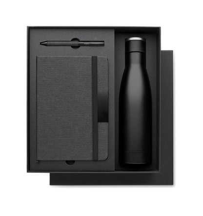 Elegantes 3teiliges Geschenk-Set: DIN A5 Notizbuch mit gebundenem Hard Cover aus RPET.