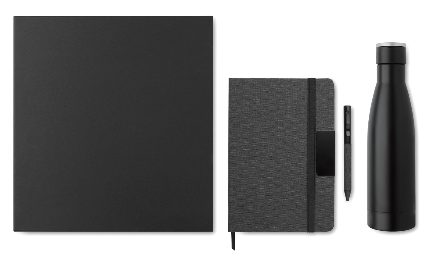 Elegantes 3teiliges Geschenk-Set: DIN A5 Notizbuch mit gebundenem Hard Cover aus RPET.