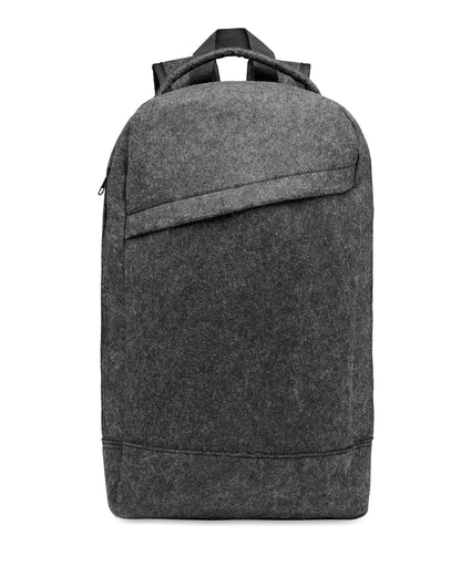 13'''' Laptop Rucksack aus RPET-Filz. Großes Hauptfach und Reißverschlussfach. Gepolsterte Rückseite und