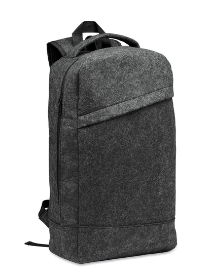 13'''' Laptop Rucksack aus RPET-Filz. Großes Hauptfach und Reißverschlussfach. Gepolsterte Rückseite und