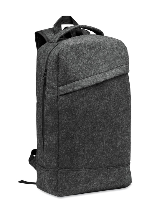 13'''' Laptop Rucksack aus RPET-Filz. Großes Hauptfach und Reißverschlussfach. Gepolsterte Rückseite und