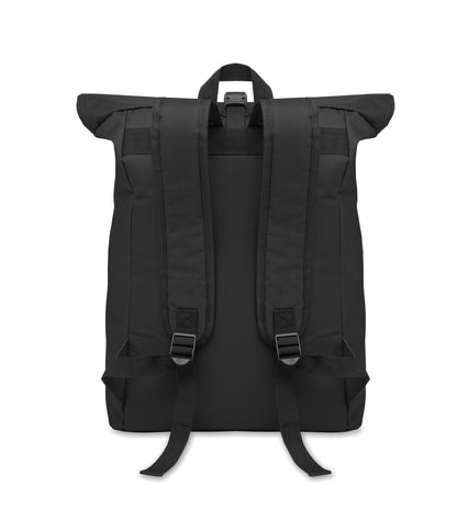 15'''' Rolltop-Rucksack mit Laptopfach aus 600D-Polyester. Gepolsterter Rücken und verstärkter Boden. Fronttasche