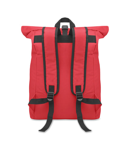 15'''' Rolltop-Rucksack mit Laptopfach aus 600D-Polyester. Gepolsterter Rücken und verstärkter Boden. Fronttasche