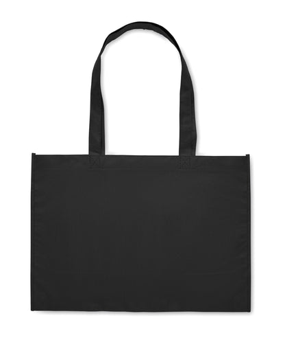 Einkaufs- oder Strandtasche aus RPET-Non Woven mit Seitenfalz und langen Tragegriffen. 80