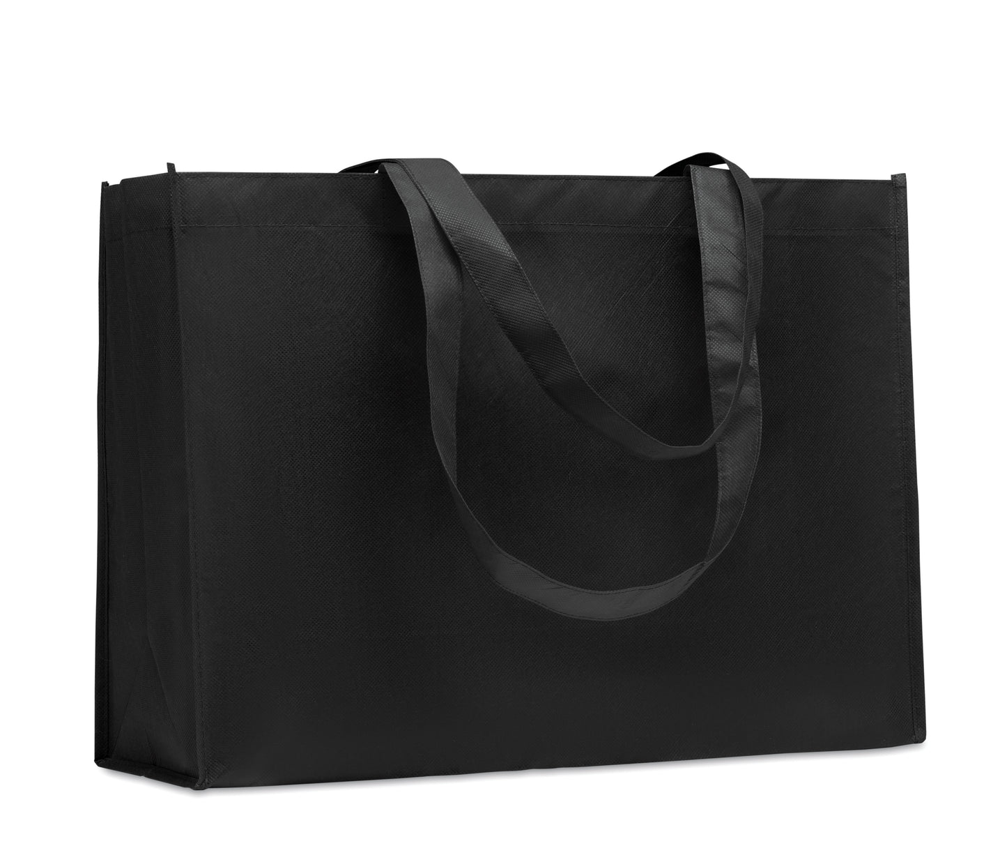 Einkaufs- oder Strandtasche aus RPET-Non Woven mit Seitenfalz und langen Tragegriffen. 80