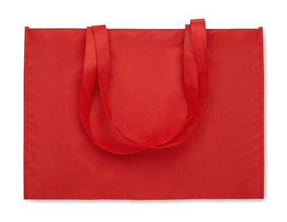 Einkaufs- oder Strandtasche aus RPET-Non Woven mit Seitenfalz und langen Tragegriffen. 80