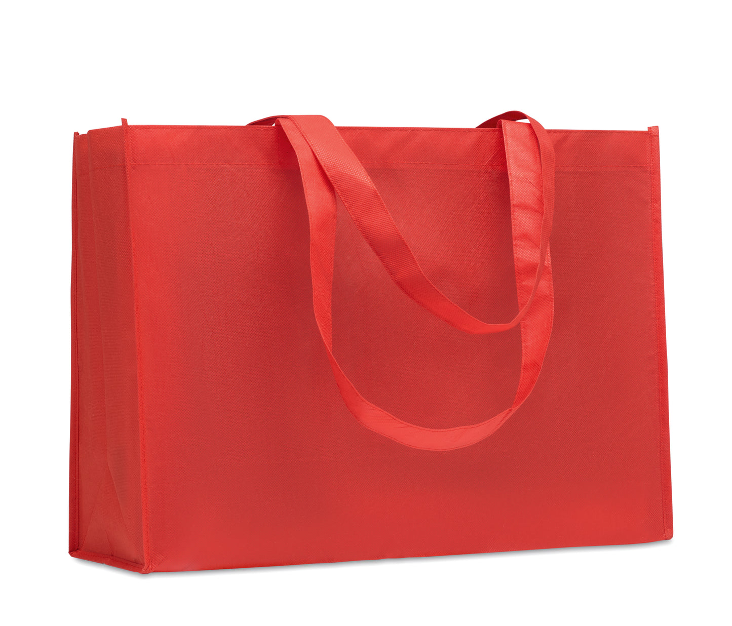 Einkaufs- oder Strandtasche aus RPET-Non Woven mit Seitenfalz und langen Tragegriffen. 80