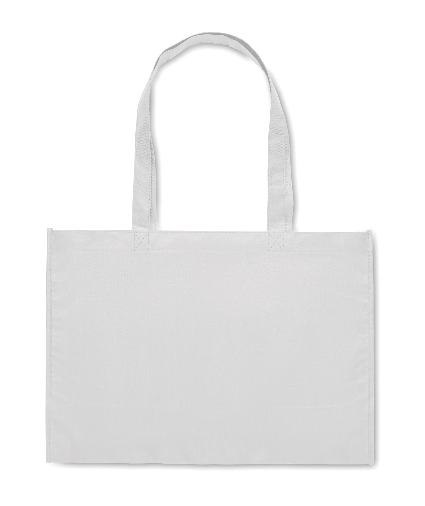 Einkaufs- oder Strandtasche aus RPET-Non Woven mit Seitenfalz und langen Tragegriffen. 80