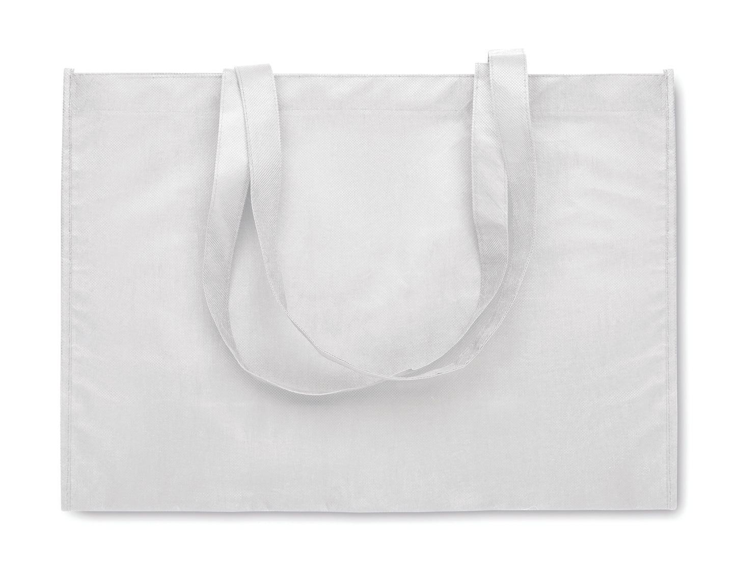 Einkaufs- oder Strandtasche aus RPET-Non Woven mit Seitenfalz und langen Tragegriffen. 80