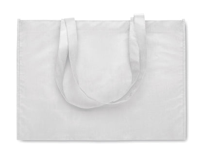 Einkaufs- oder Strandtasche aus RPET-Non Woven mit Seitenfalz und langen Tragegriffen. 80