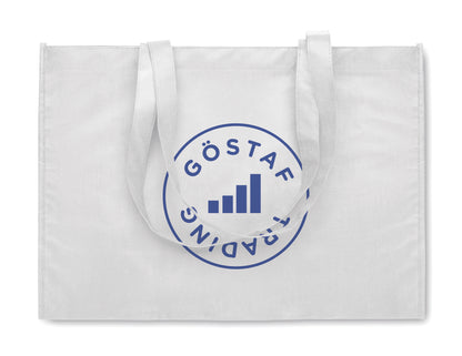 Einkaufs- oder Strandtasche aus RPET-Non Woven mit Seitenfalz und langen Tragegriffen. 80