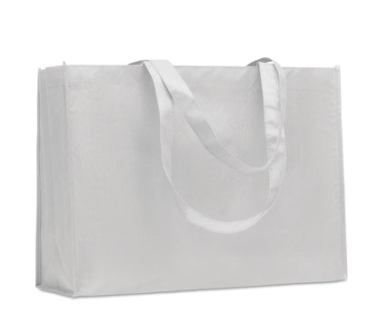 Einkaufs- oder Strandtasche aus RPET-Non Woven mit Seitenfalz und langen Tragegriffen. 80