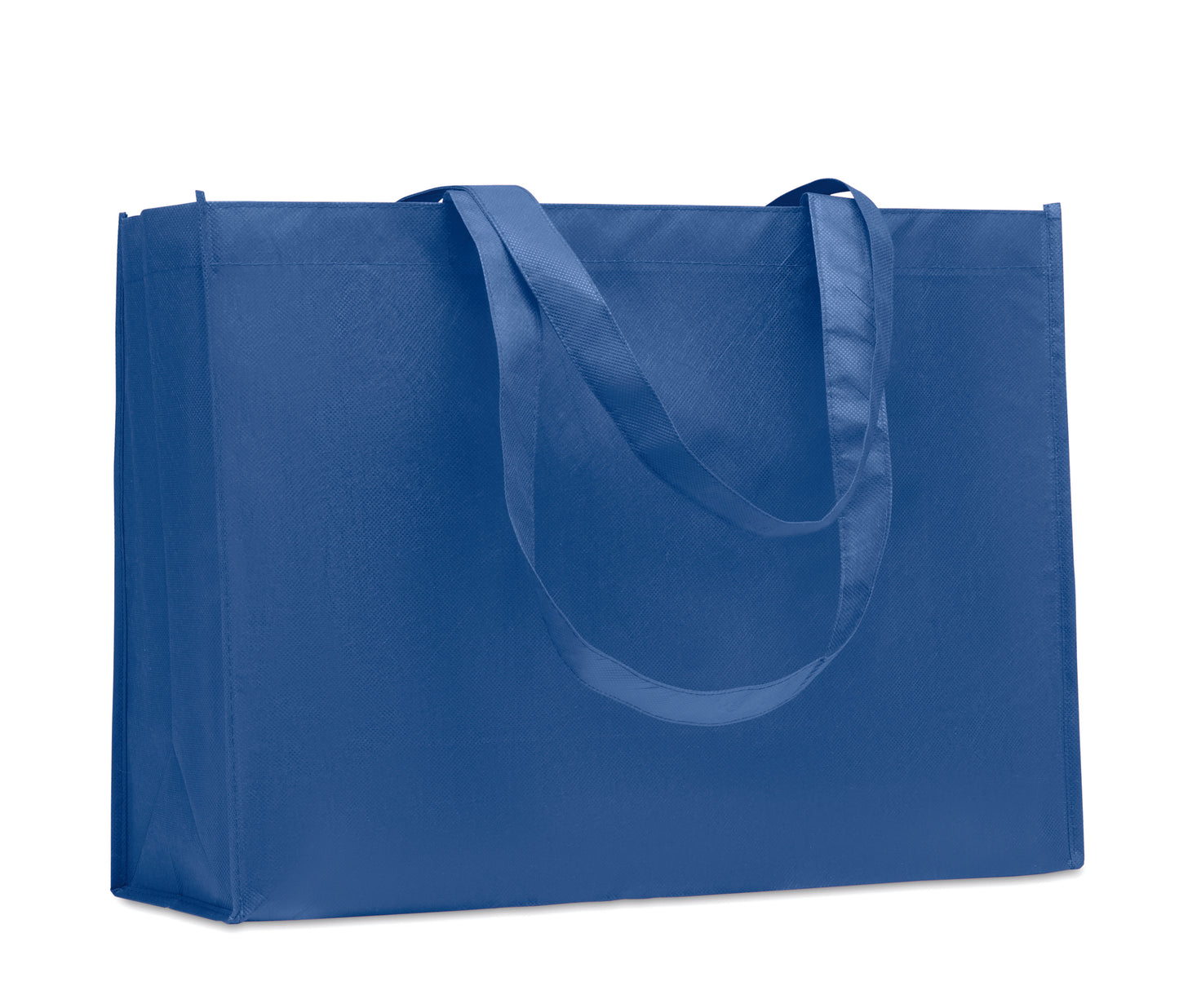 Einkaufs- oder Strandtasche aus RPET-Non Woven mit Seitenfalz und langen Tragegriffen. 80