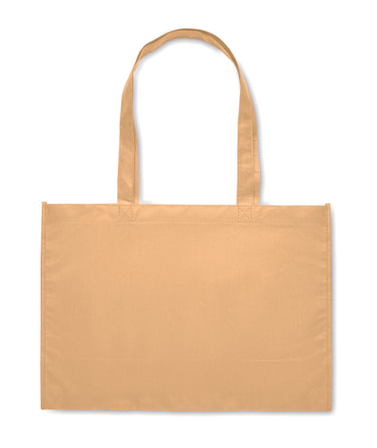 Einkaufs- oder Strandtasche aus RPET-Non Woven mit Seitenfalz und langen Tragegriffen. 80