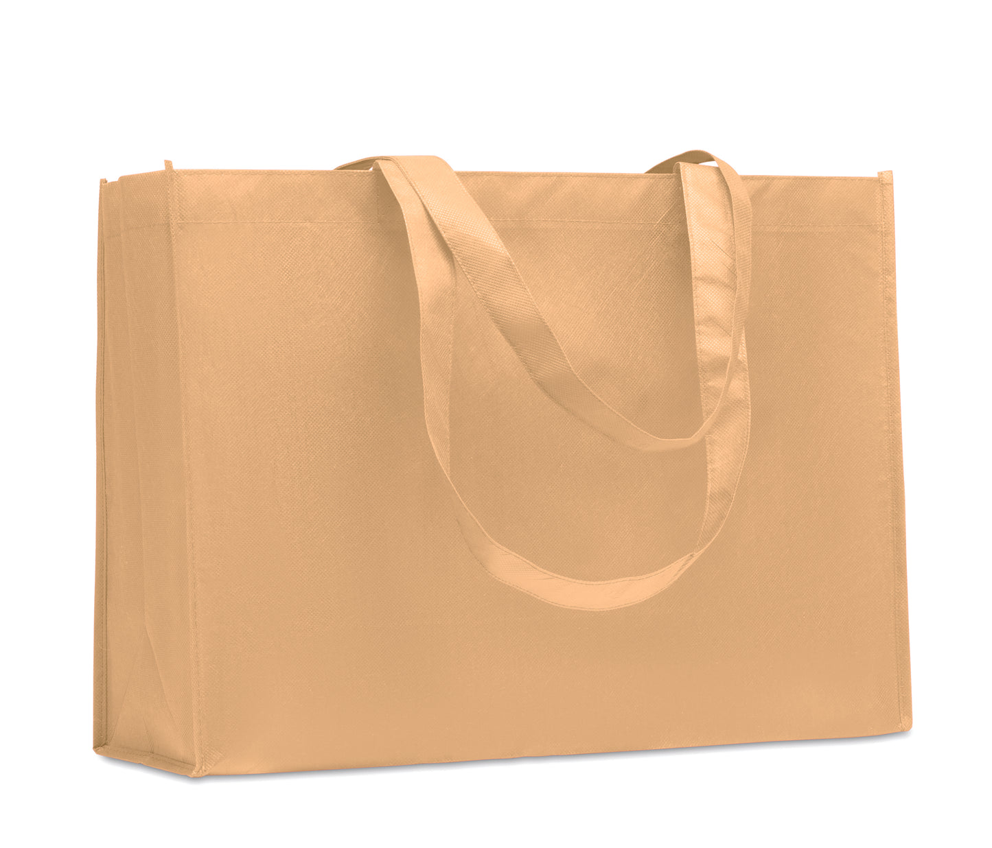 Einkaufs- oder Strandtasche aus RPET-Non Woven mit Seitenfalz und langen Tragegriffen. 80