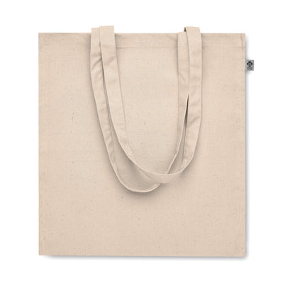 Einkaufstasche aus Organic Cotton mit langen Tragegriffen und Bodenfalz. 220 g/m².