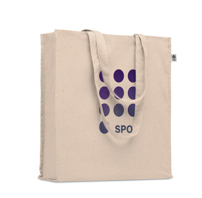 Einkaufstasche aus Organic Cotton mit langen Tragegriffen und Bodenfalz. 220 g/m².